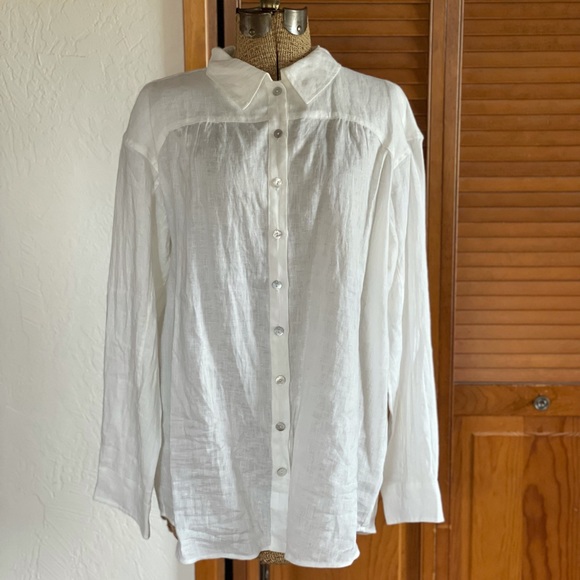 Spell | White Basic Linen Blouse | L - Picture 5 of 16